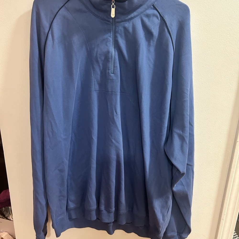 Bolle Sport Men's Blue Quarter Zip Long Sleeve Pullover Shirt XXL‎ Pima Cotton